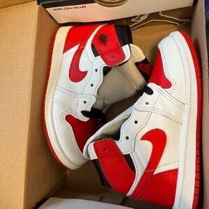 Kids Jordan Red Black and White Sneakers 9c